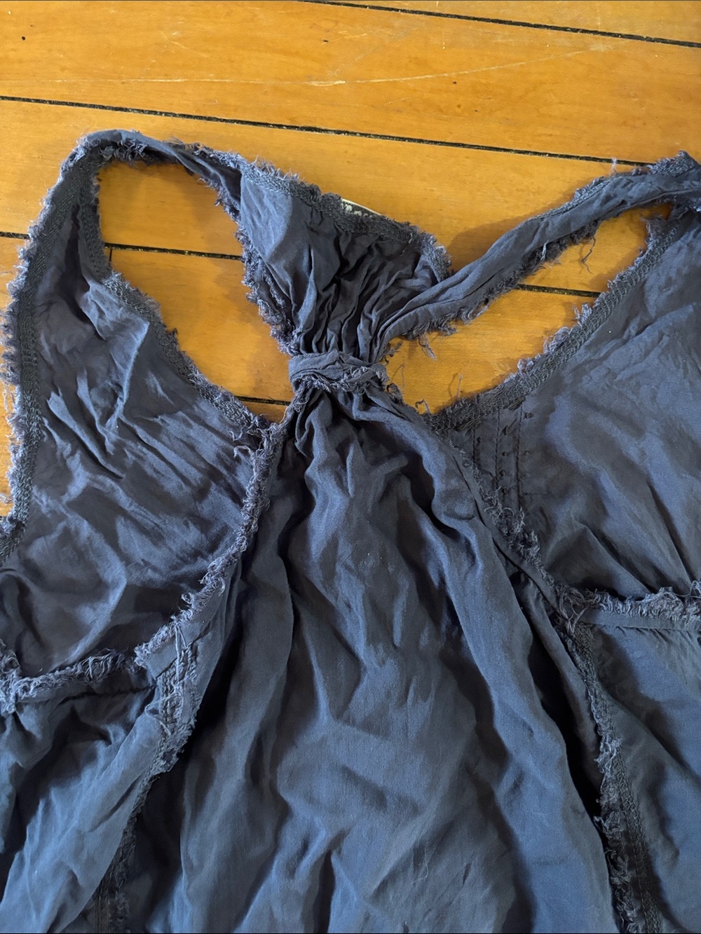 Womens Navy Racerback Tank Dress with Button Detail - Picture 11 of 11